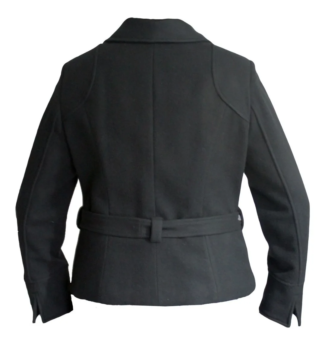 AB33 Traseo Abrigo Dama Cruzado Corto Negro con Cinta MEHR licht