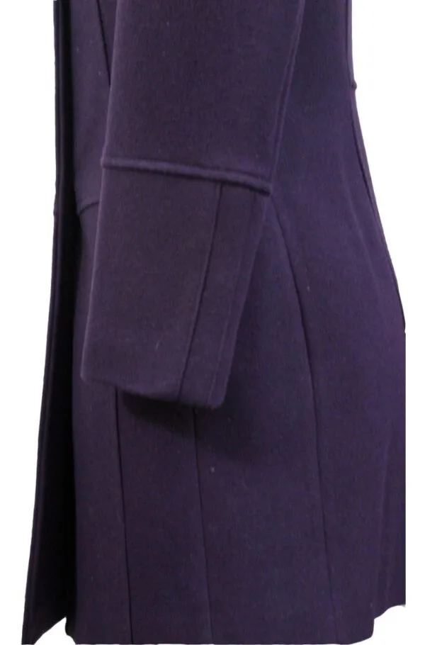 AB35 Manga Abrigo para Dama Arriba de la Rodilla Cruzado Tipo Militar Morado MEHR licht