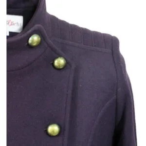 Inicio 22 AB35 Hombro Abrigo para Dama Arriba de la Rodilla Cruzado Tipo Militar Morado MEHR licht
